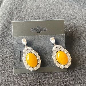 Elegant Yellow and Silver Teardrop Earrings